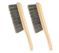 PATIKIL 13" Wood Hand Broom Brush, 2 Pcs Soft Plastic Bristles Dust Brush with Handle for Multi-Surface Cleaning, Gray