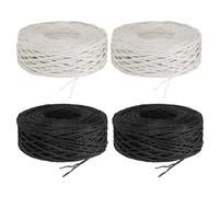 PATIKIL 1312 Feet Raffia Ribbon, 4 Rolls Raffia Yarn Paper Rope Twine String for Crochet Bags Craft Festival Gifts Bouquets Wrapping, White, Black