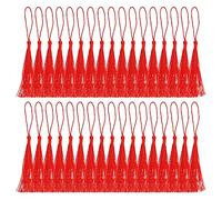 PATIKIL 13cm/5 Inch Bookmark Tassels, 100 Pack Soft Silky Floss Cord Loop Mini Handmade Tassels for Craft DIY Keychain Jewelry Making, Red