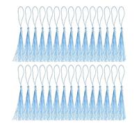 PATIKIL 13cm/5 Inch Bookmark Tassels, 100 Pack Soft Silky Floss Cord Loop Mini Handmade Tassels for Craft DIY Keychain Jewelry Making, Sky Blue