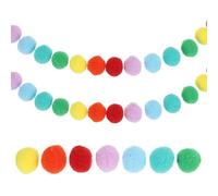 PATIKIL 13Ft Pom Pom Garland Decorations, 2Pcs Colorful Felt Ball Garland Banner Cute Rainbow Pompom Hanging Decorations for Tree Ornaments Homes Decor, Multicolor