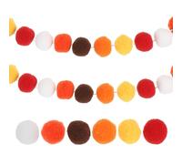 PATIKIL 13Ft Pom Pom Garland Decorations, 2Pcs Colorful Felt Ball Garland Banner Cute Rainbow Pompom Hanging Decorations for Tree Ornaments Decor, Yellow/Brown/Gold Tone/White/Orange/Red