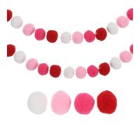 PATIKIL 13Ft Pom Pom Garland Decorations, 2Pcs Colorful Felt Ball Garland Banner Cute Rainbow Pompom Hanging Decorations for Tree Ornaments Homes Decor, Pink/White/Rose Red