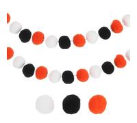 PATIKIL 13Ft Pom Pom Garland Decorations, 2Pcs Colorful Felt Ball Garland Banner Cute Rainbow Pompom Hanging Decorations for Tree Ornaments Homes Decor, Black/Orange/White