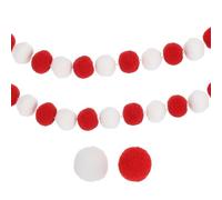 PATIKIL 13Ft Pom Pom Garland Decorations, 2Pcs Colorful Felt Ball Garland Banner Cute Rainbow Pompom Hanging Decorations for Tree Ornaments Homes Decor, Red/White