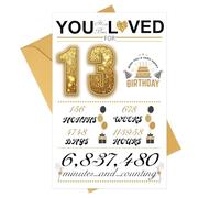 PATIKIL 13th Birthday Card, Happy Birthdays Card Time Greeting Card with Envelope for Girl Boy Women Gift Friend Birthday Decorations, Gold Tone
