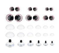 PATIKIL 14-30mm Flash Safety Eyes, 34 Set Doll Eyes with Washers Soft Buttons Realistic Colorful Crocheting Safety Eyes for Decor Crochet Accessories Dolls Craft, Pink
