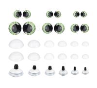 PATIKIL 14-30mm Flash Safety Eyes, 34 Set Doll Eyes with Washers Soft Buttons Realistic Colorful Crocheting Safety Eyes for Decor Crochet Accessories Dolls Craft, Grass Green