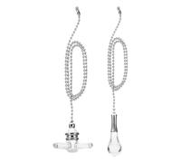 PATIKIL 14" Ceiling Fan Pull Chain Extender Set, 2 Pcs Glass Decorative Light Bulb & Fan Cord Beaded Ball Fan Pull Chain with Connector, Nickel Color