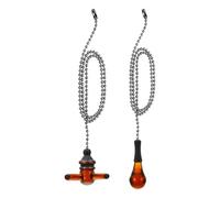 PATIKIL 14" Ceiling Fan Pull Chain Extender Set, 2 Pcs Glass Decorative Light Bulb & Fan Cord Beaded Ball Fan Pull Chain with Connector, Black, Brown