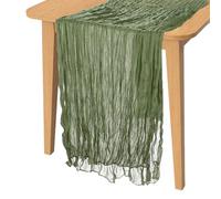 PATIKIL 14 Ft Cheesecloth Table Runner Rustic Gauze Terracotta Cheese Cloth Table Runner with Wrinkled for Bohemian Wedding Party Bridal Shower Table Decoration, Army Green