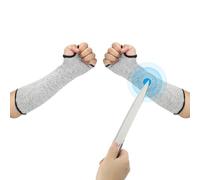 PATIKIL 14 Inch Cut Resistant Sleeve, 1Pair Arm Safety Protectors Sleeves with Thumb Hole Level 5 Protection Forearm Guard Sleeves for Thin Skin and Bruising, M, Gray