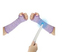 PATIKIL 14 Inch Cut Resistant Sleeve, 1Pair Arm Safety Protectors Sleeves with Thumb Hole Level 5 Protection Forearm Guard Sleeves for Thin Skin and Bruising, M, Purple