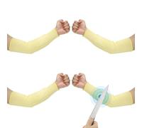 PATIKIL 14 Inch Cut Resistant Sleeve, 2 Pairs Arm Safety Protectors Sleeves Forearm Sleeve HPPE Level 5 Protection for Thin Skin and Bruising, M, Yellow