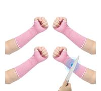 PATIKIL 14 Inch Cut Resistant Sleeve, 2 Pairs Arm Safety Protectors Sleeves with Thumb Hole Level 5 Protection Forearm Guard Sleeves for Thin Skin and Bruising, M, Pink