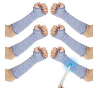 PATIKIL 14 Inch Cut Resistant Sleeve, 3 Pairs Arm Safety Protectors Sleeves with Thumb Hole Level 5 Protection Forearm Guard Sleeves for Thin Skin and Bruising, M, Blue