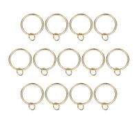 PATIKIL 14 Pcs Curtain Rings with Eyelets, 1.5"ID Glide Smoothly Metal Drapery Ring Fit Up to 1 1/4" Curtain Rod, Light Gold