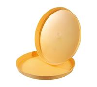 PATIKIL 14" Restaurant Serving Trays, 2 Pcs Round Non-Slip Food Service Tray Platter Reusable Plastic Fast Food Serving Tray for Bar Coffee Home Cafeteria Hotel, Yellow