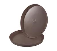 PATIKIL 14" Restaurant Serving Trays, 2 Pcs Round Non-Slip Food Service Tray Platter Reusable Plastic Fast Food Serving Tray for Bar Coffee Home Cafeteria Hotel, Brown