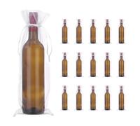 PATIKIL 14 x 5 Inch Organza Wine Bags, 40 Pcs Gift Wrap Bags Sheer Mesh Wine Bottle Bag Drawstring Pouches Reusable for Party Wedding Favors, White
