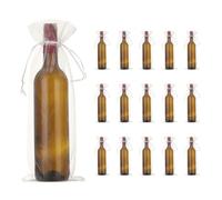 PATIKIL 14 x 5 Inch Organza Wine Bags, 40 Pcs Gift Wrap Bags Sheer Mesh Wine Bottle Bag Drawstring Pouches Reusable for Party Wedding Favors, Beige