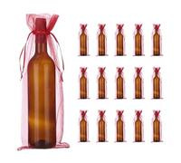 PATIKIL 14 x 5 Inch Organza Wine Bags, 40 Pcs Gift Wrap Bags Sheer Mesh Wine Bottle Bag Drawstring Pouches Reusable for Party Wedding Favors, Wine Red