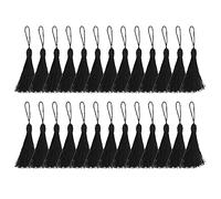 PATIKIL 14cm/5.5 Inch Bookmark Tassels, 25 Pack Soft Silky Floss Cord Loop Mini Handmade Tassels for Craft DIY Keychain Jewelry Making, Black