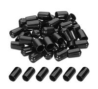 PATIKIL 14mm/0.55" Rubber End Caps, 44 Pcs Screw Caps Covers Flexible Blot Protector PVC for Screw Bolt Ends Tube Thread Caps, Black