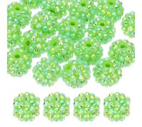 PATIKIL 14mm Resin Rhinestone Beads for Beadable Pen, 20 Pack Ball Disco Sparkly Chunk Round Focal Bubblegum Beads for Jewelry Making Craft Necklace Chain Bracelets DIY, Yellow Green