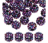 PATIKIL 14mm Resin Rhinestone Beads for Beadable Pen, 20 Pack Ball Disco Sparkly Chunk Round Focal Bubblegum Beads for Jewelry Making Craft Necklace Chain Bracelets DIY, Purple Red