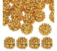 PATIKIL 14mm Resin Rhinestone Beads for Beadable Pen, 20 Pack Ball Disco Sparkly Chunk Round Focal Bubblegum Beads for Jewelry Making Craft Necklace Chain Bracelets DIY, Gold Yellow