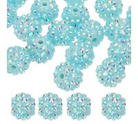 PATIKIL 14mm Resin Rhinestone Beads for Beadable Pen, 20 Pack Ball Disco Sparkly Chunk Round Focal Bubblegum Beads for Jewelry Making Craft Necklace Chain Bracelets DIY, Light Blue