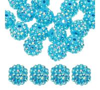 PATIKIL 14mm Resin Rhinestone Beads for Beadable Pen, 20 Pack Ball Disco Sparkly Chunk Round Focal Bubblegum Beads for Jewelry Making Craft Necklace Chain Bracelets DIY, Blue