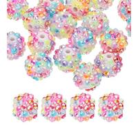 PATIKIL 14mm Resin Rhinestone Beads for Beadable Pen, 20 Pack Ball Disco Sparkly Chunk Round Focal Bubblegum Beads for Jewelry Making Craft Necklace Chain Bracelets DIY, Rainbow Color