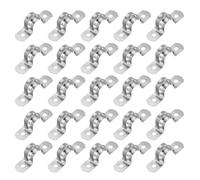 PATIKIL 14mm Rigid Pipe Strap, 25 Pcs 304 Stainless Steel Conduit Clamp 2 Hole U Bracket Pipe Clamp Tube Strap for Pipe Cable Wire Fixing, (5/9")