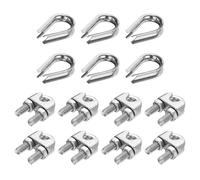 PATIKIL 14Pcs M10 304 Stainless Steel Wire Rope Kit, Wire Rope Cable Clip Clamp, Tube Thimble and Crimping Loop for 3/8 Inch Wire Rope Cable Thimbles, Silver