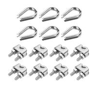 PATIKIL 14Pcs M4 304 Stainless Steel Wire Rope Kit, Wire Rope Cable Clip Clamp, Tube Thimble and Crimping Loop for 5/32 Inch Wire Rope Cable Thimbles, Silver