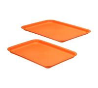 PATIKIL 14x10" Fast Food Tray, 2 Pack Plastic Reusable Multi-Purpose Rectangle Serving Tray for Cafeteria Restaurant Home Kitchen, Orange