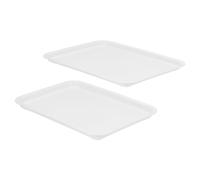 PATIKIL 14x10" Fast Food Tray, 2 Pack Plastic Reusable Multi-Purpose Rectangle Serving Tray for Cafeteria Restaurant Home Kitchen, White