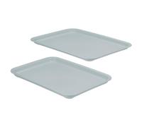 PATIKIL 14x10" Fast Food Tray, 2 Pack Plastic Reusable Multi-Purpose Rectangle Serving Tray for Cafeteria Restaurant Home Kitchen, Light Blue