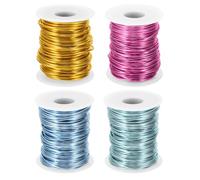 PATIKIL 15 Gauge 1.5mm Aluminum Craft Wire, 98.4Ft 4 Roll Metal Wire Armature Bendable Wire for Jewelry Making Metal Wrap DIY, Steel Blue/Dark Pink/Light Blue/Yellow