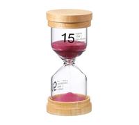 PATIKIL 15 Minute Sand Timer, Wooden Sand Watch High Glass Sandglass Timer for Living Room Kitchen Home Office Restaurant Decoration, Pink
