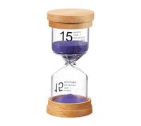 PATIKIL 15 Minute Sand Timer, Wooden Sand Watch High Glass Sandglass Timer for Living Room Kitchen Home Office Restaurant Decoration, Purple