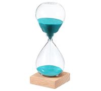 PATIKIL 15 Minutes Sand Timer, Sand Watch with Wood Base Hour Glass Sandglass Timer Clock for Living Room Home Office Restaurant Decoration, Bright Blue