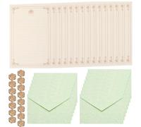 PATIKIL 15 Pack Colorful Business Envelopes, 4 x 6 Inch V Flap Parchment with A5 Paper and Sealing Wax Sticker Envelopes for Office Letter Mailing Checks Cards, Green