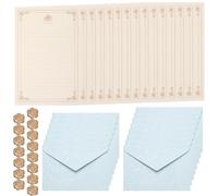 PATIKIL 15 Pack Colorful Business Envelopes, 4 x 6 Inch V Flap Parchment with A5 Paper and Sealing Wax Sticker Envelopes for Office Letter Mailing Checks Cards, Light Blue