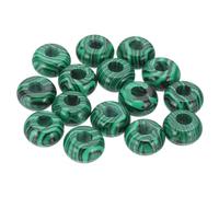 PATIKIL 15 Pcs Natural Gemstone Beads, Large Hole Rondelle Loose European Crystal Beads Pack for Jewelry Bracelet DIY Craft, 14 x 8 MM, Malachite Green