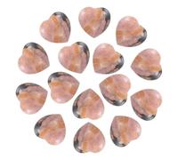 PATIKIL 15 Pcs Natural Heart Shaped Crystal Stone, 0.6 Inch Mini Polished Love Gemstone Crystal, Pocket Rock Engraved Worry Stones for Women Gifts Meditation, Rhodonite