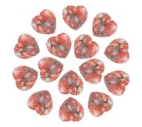 PATIKIL 15 Pcs Natural Heart Shaped Crystal Stone, 0.6 Inch Mini Polished Love Gemstone Crystal, Pocket Rock Engraved Worry Stones for Women Gifts Meditation, Red Veins Stone