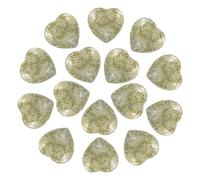PATIKIL 15 Pcs Natural Heart Shaped Crystal Stone, 0.6 Inch Mini Polished Love Gemstone Crystal, Pocket Rock Engraved Worry Stones for Women Gifts Meditation, Grass Green